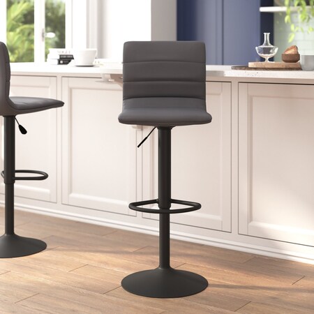 Flash Furniture Gray Vinyl Adjustable Barstool with Black Base CH-92023-1-GYBK-GG
